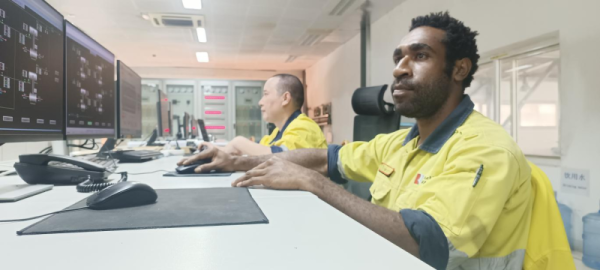 Elisha Wak pictured behind his working station at the power plant in Basamuk refinery