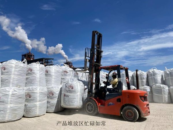 产品堆放区忙碌如常